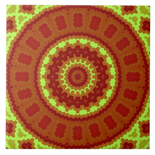 Cerâmica Azulejo cerâmico - Design de Caleidoscópio Vermelh (Frente)