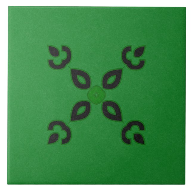 Cerâmica Azulejo cerâmico - Design de textura preta e verde (Frente)