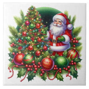 Cerâmica Azulejo Cerâmico do Papai Noel de Feriado