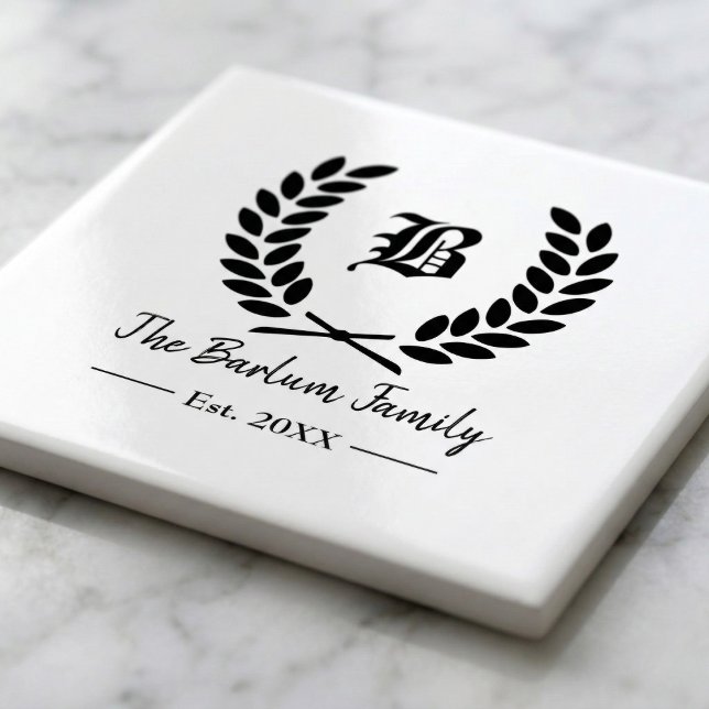 Cerâmica Azulejo cerâmico do programa de repouso familiar (Family Crest Monogram Ceramic Tile)
