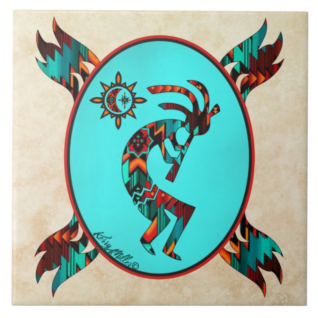 Cerâmica Azulejo Cerâmico do Sudoeste de Kokopelli (Frente)