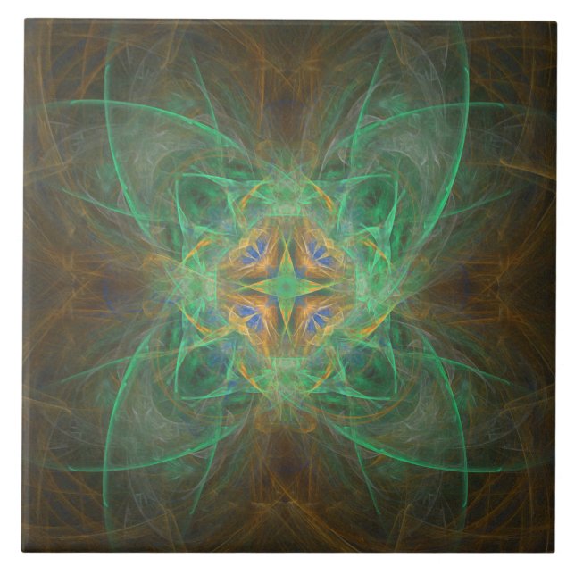 Cerâmica Azulejo cerâmico Dourado de padrão azul verde (Frente)