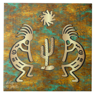 Cerâmica Azulejo Cerâmico Dourado Sudoeste de Kokopelli