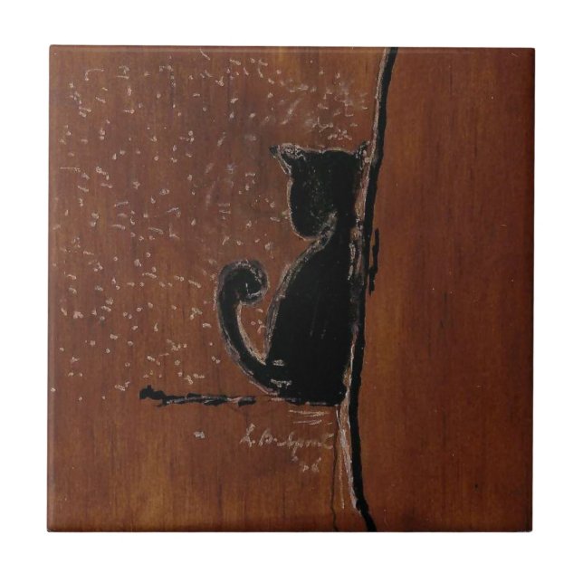 Cerâmica Azulejo cerâmico esquerdo de gato penoso (Frente)