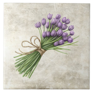 Cerâmica Azulejo Cerâmico Falso de Tulipas Floral Rústico
