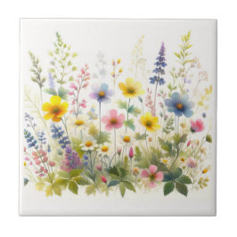Cerâmica Azulejo Cerâmico Floral de Flores Silvestres em Fl