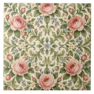 Cerâmica Azulejo Cerâmico Floral Jardim de Rosas Vintage