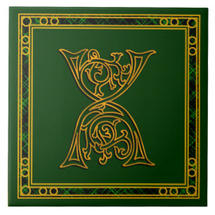 Cerâmica Azulejo cerâmico "Irlandês Dourado de verde" X M