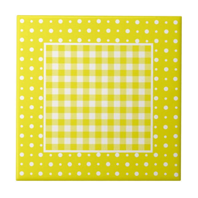 Cerâmica Azulejo cerâmico limão, verificação de Gingham e B (Frente)