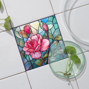 Cerâmica Azulejo Cerâmico Mosaico de Vidro Pintado Rosa