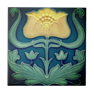 Cerâmica Azulejo cerâmico - Nouveau de Arte Flor Amarelo