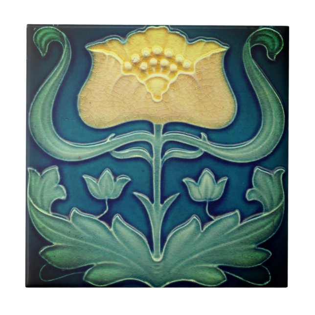 Cerâmica Azulejo cerâmico - Nouveau de Arte Flor Amarelo (Frente)