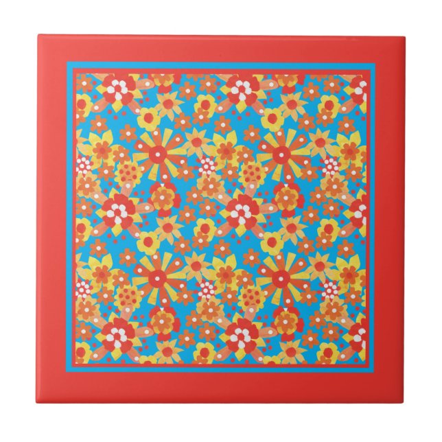 Cerâmica Azulejo cerâmico: Padrão de Flores Laranja Ditzy (Frente)