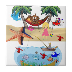 Cerâmica Azulejo Cerâmico Peixes de Praia Areia