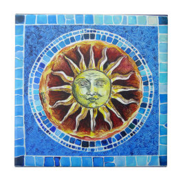 Cerâmica Azulejo cerâmico pequeno da foto de "Sun" - (4,25"