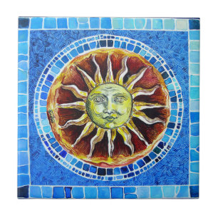 Cerâmica Azulejo cerâmico pequeno da foto de "Sun" - (4,25