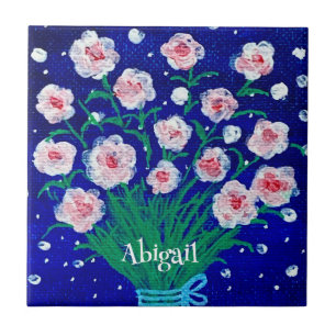 Cerâmica Azulejo Cerâmico Personalizado de Rosas Rosadas