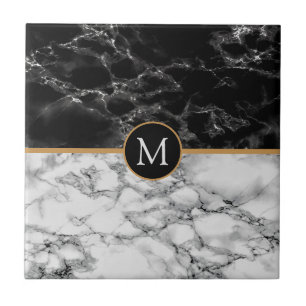 Cerâmica Azulejo cerâmico preto-e-branco de Mármore preto-b