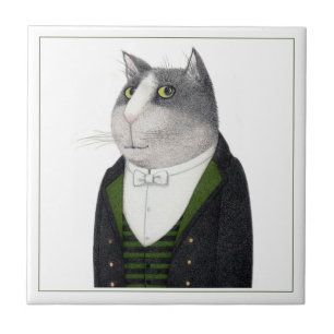 Cerâmica Azulejo Cerâmico Quadrado de 10,8 cm Lacaio Gato