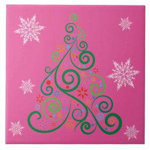 Cerâmica Azulejo Cerâmico Rosa de Árvore de Natal