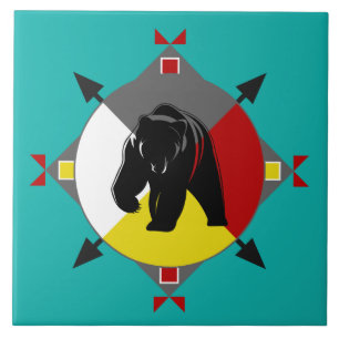 Cerâmica Azulejo Cherokee do urso de quatro sentidos