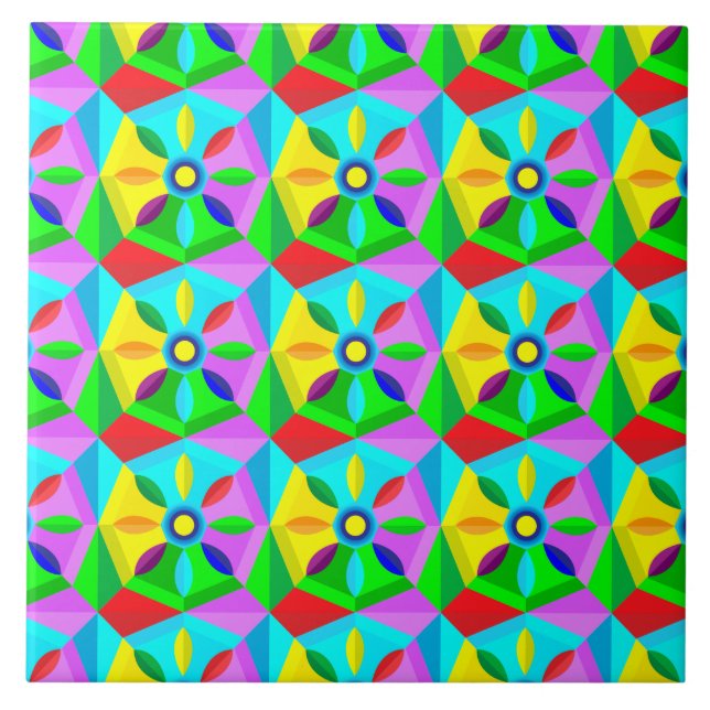 Cerâmica azulejo clássico de flores, em estrela, de cerâmic (Frente)