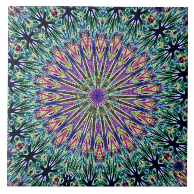 Cerâmica Azulejo colorido de Mandela do art deco (Frente)