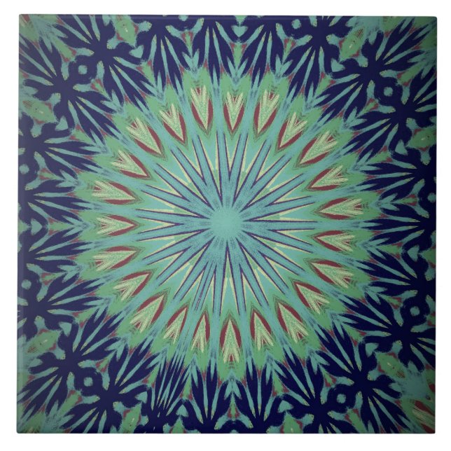 Cerâmica Azulejo colorido de Mandela do art deco (Frente)