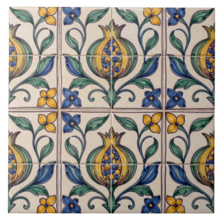 Cerâmica Azulejo Colorido Português de Romã Azulejo