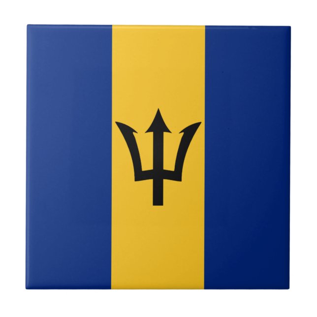 Cerâmica Azulejo com a Bandeira de Barbados (Frente)