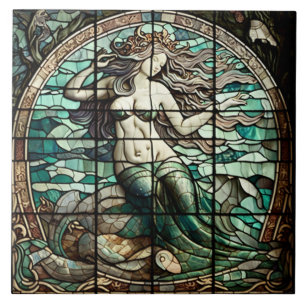 Cerâmica Azulejo com Mosaico de Sereia