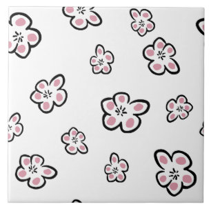 Cerâmica azulejo com motivo de flor rosa