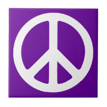 Azulejo com Símbolo de Paz Roxo e Branco