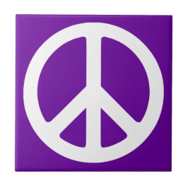 Cerâmica Azulejo com Símbolo de Paz Roxo e Branco