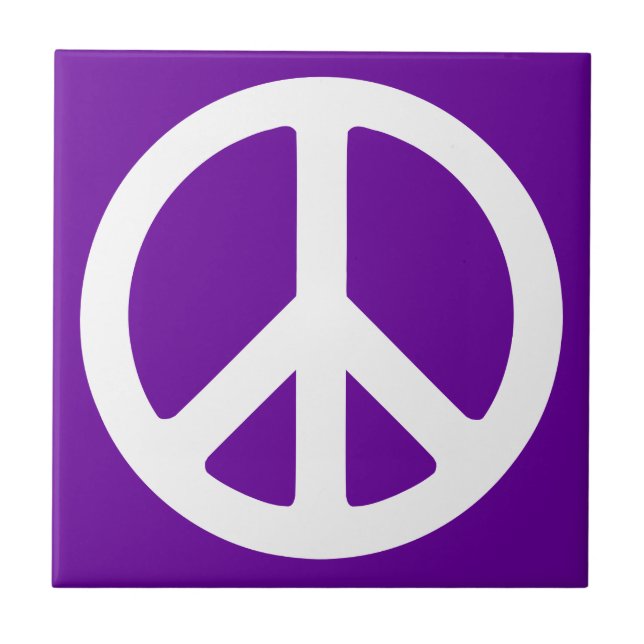 Cerâmica Azulejo com Símbolo de Paz Roxo e Branco (Frente)