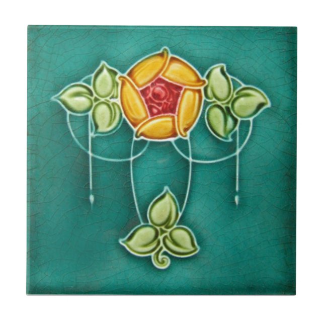 Cerâmica Azulejo da antiguidade da reprodução de Nouveau da (Frente)