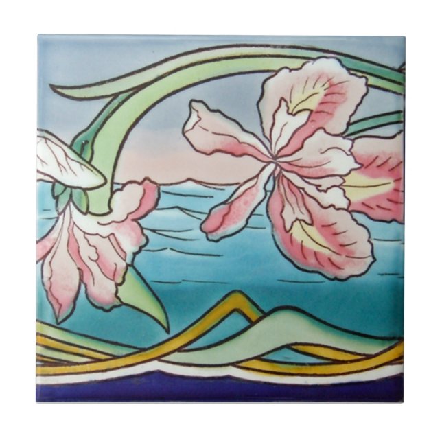 Cerâmica Azulejo da antiguidade da reprodução de Nouveau da (Frente)