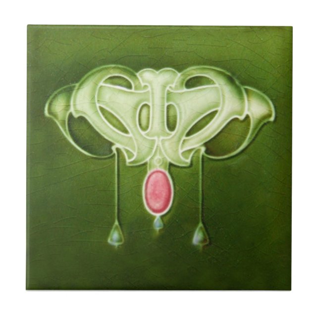 Cerâmica Azulejo da antiguidade da reprodução de Nouveau da (Frente)