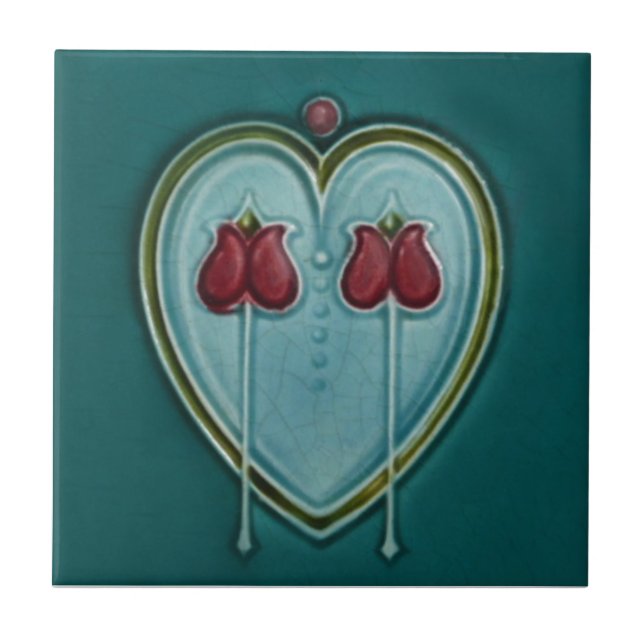 Cerâmica Azulejo da antiguidade da reprodução de Nouveau da (Frente)