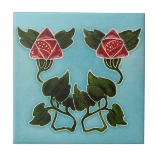 Cerâmica Azulejo da antiguidade da reprodução de Nouveau da (Frente)