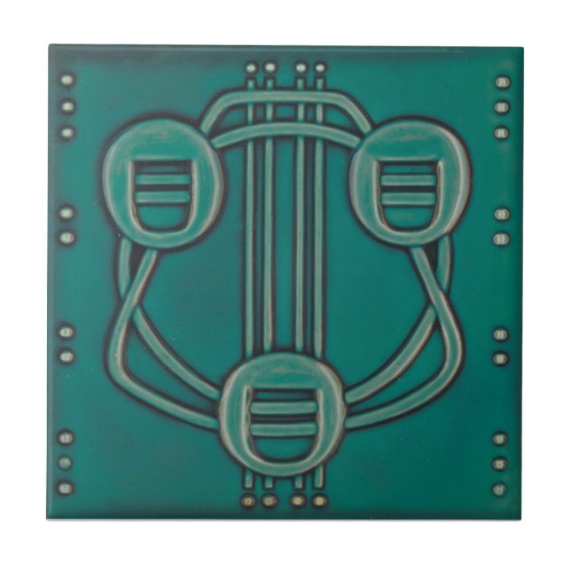 Cerâmica Azulejo da antiguidade da reprodução de Nouveau da (Frente)