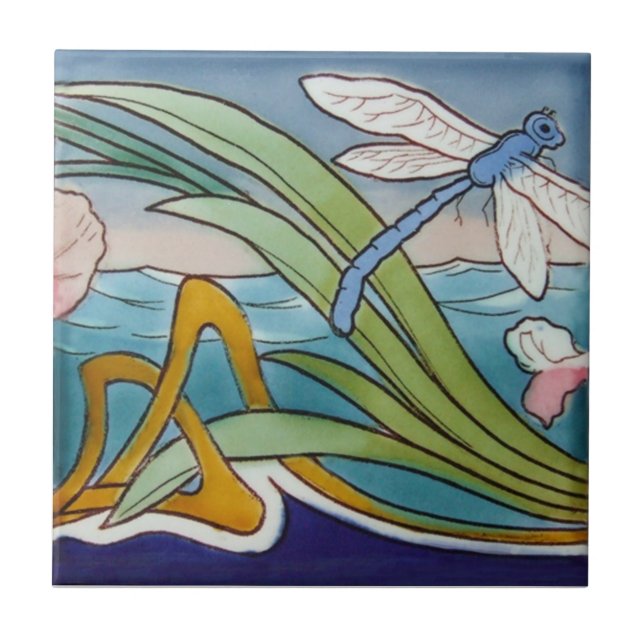 Cerâmica Azulejo da antiguidade da reprodução de Nouveau da (Frente)