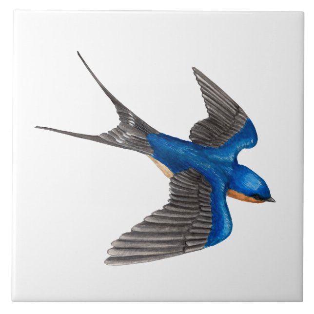 Cerâmica Azulejo da arte da andorinha de celeiro do vôo (Frente)