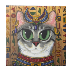 Cerâmica Azulejo da arte de Bastet do egípcio do gato da
