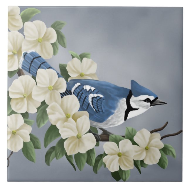 Cerâmica Azulejo da arte de Jay azul (Frente)