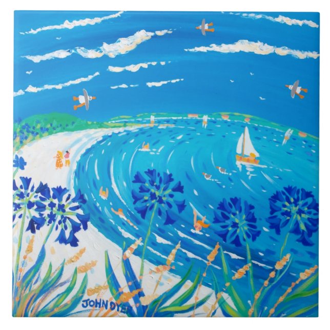 Cerâmica Azulejo da arte: Opinião do azul de Scilly do (Frente)