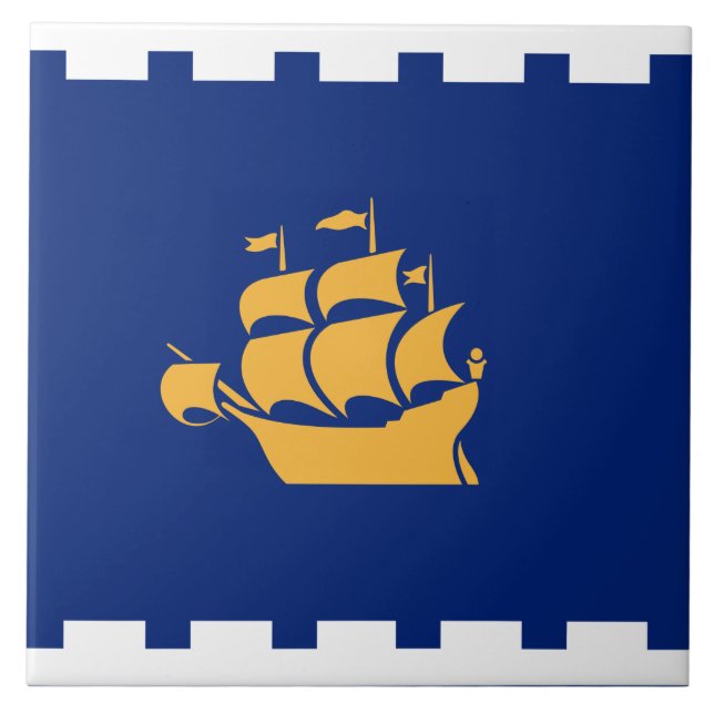 Cerâmica Azulejo da Bandeira da Cidade de Quebec (Frente)