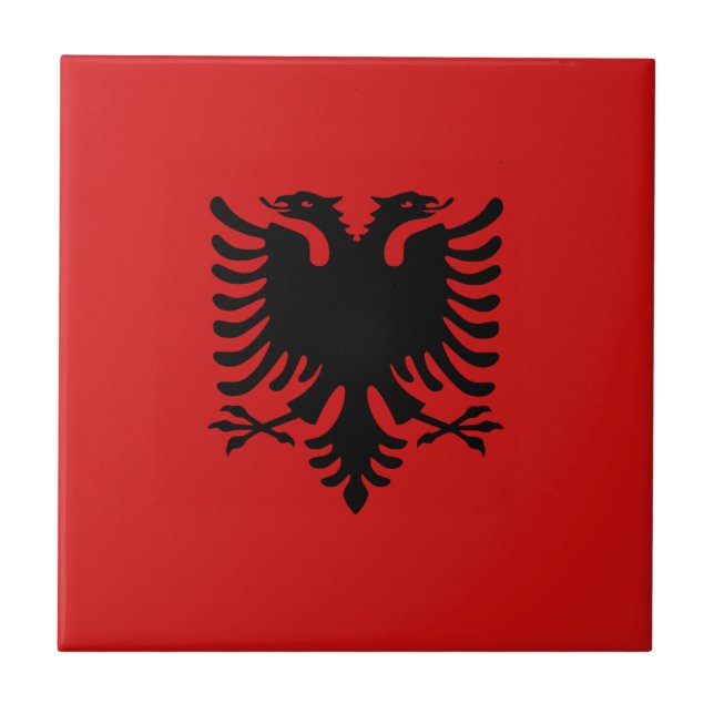 Cerâmica Azulejo da bandeira de Albânia (Frente)