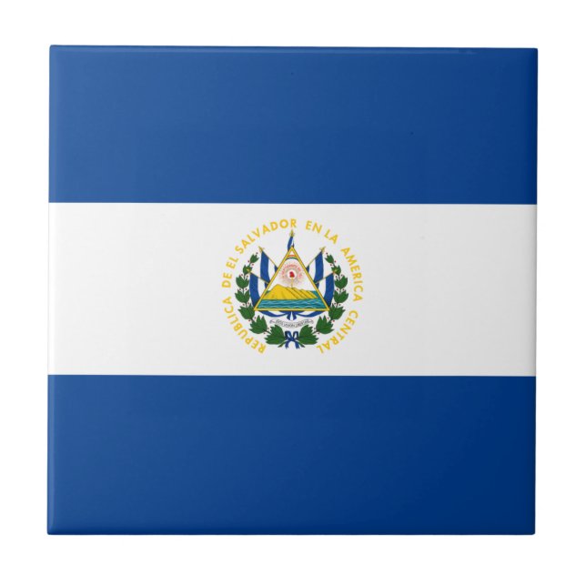Cerâmica Azulejo da bandeira de El Salvador (Frente)