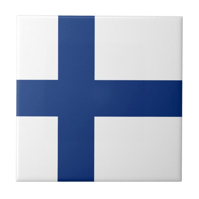 Cerâmica Azulejo da bandeira de Finlandia (Frente)